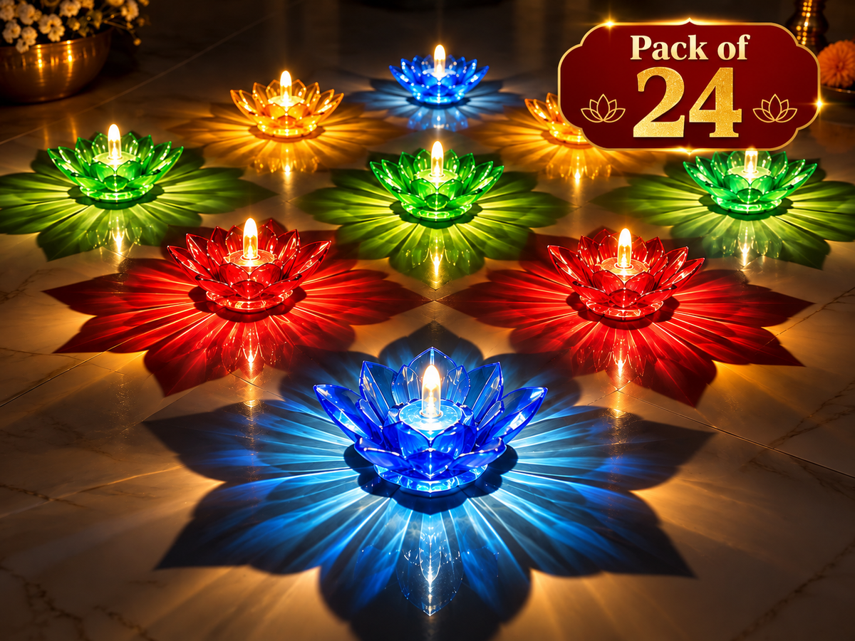 Lotus 3D Reflection Water Sensor Led Diya