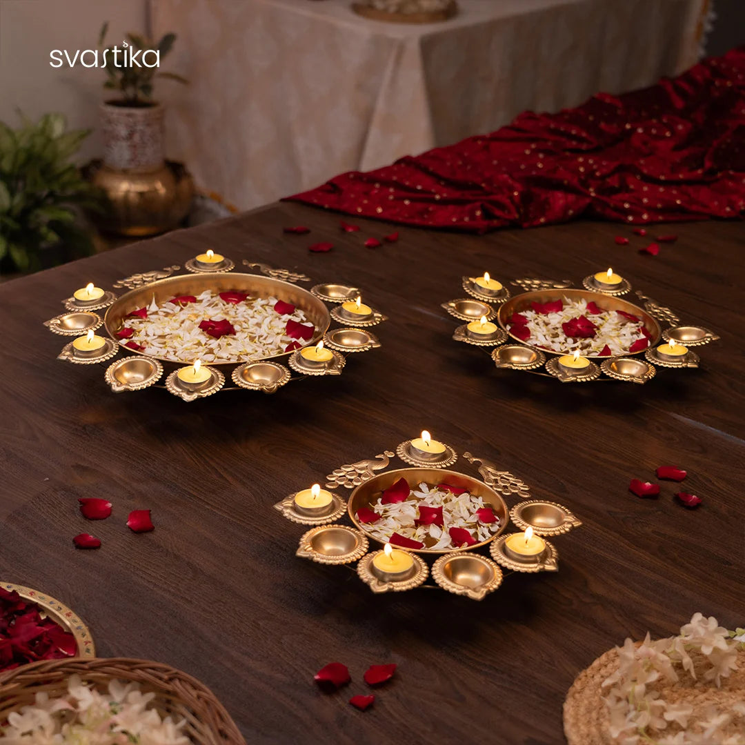 Peacock Diya Bowl (Set of 3)