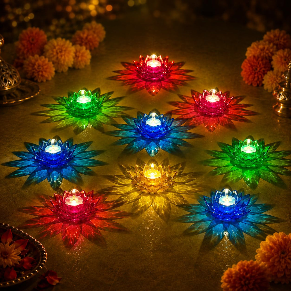 Lotus 3D Reflection Water Diya (Pack of 36)