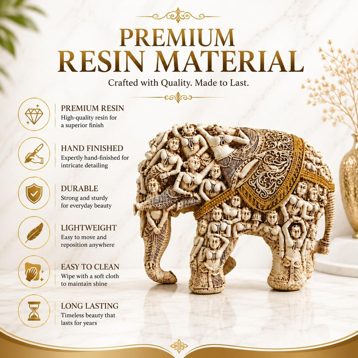 Handcrafted Polyresin Elephant Showpiece