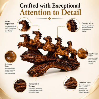 7 Running Horses Showpiece | 15 Inch