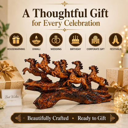 7 Running Horses Showpiece | 15 Inch