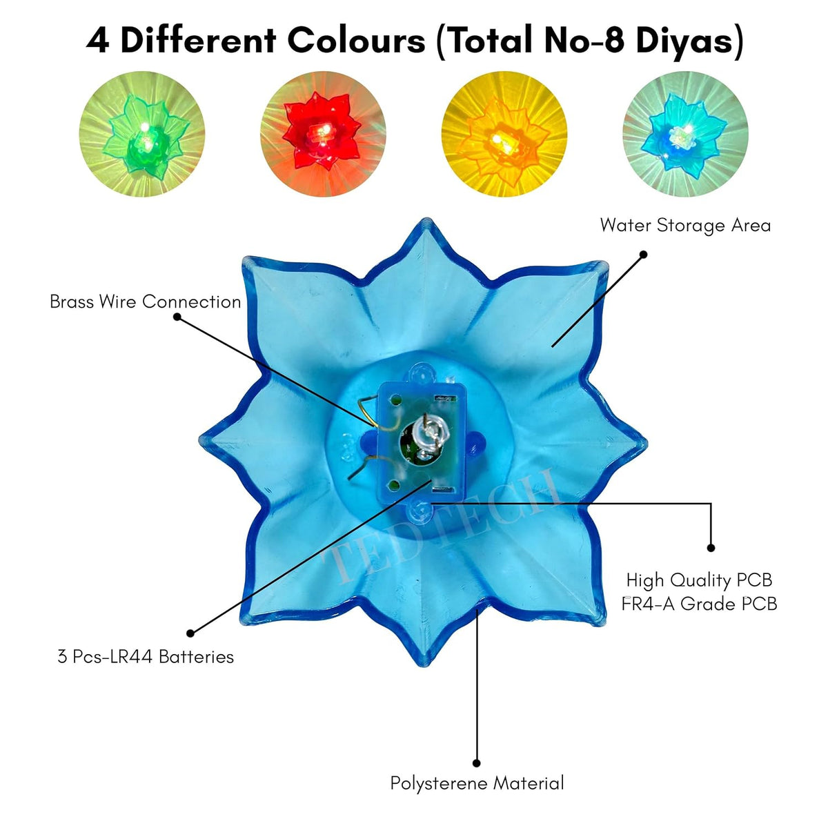 3D Reflection Water Sensor Rangoli Diya