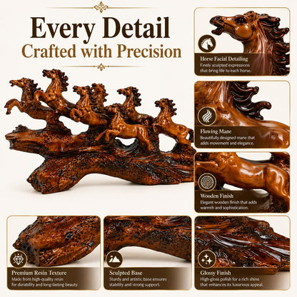 7 Running Horses Showpiece | 15 Inch