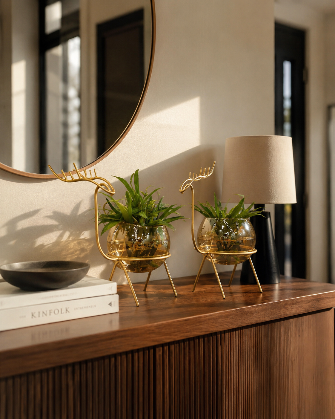 Golden Deer Vase (Set of 2)