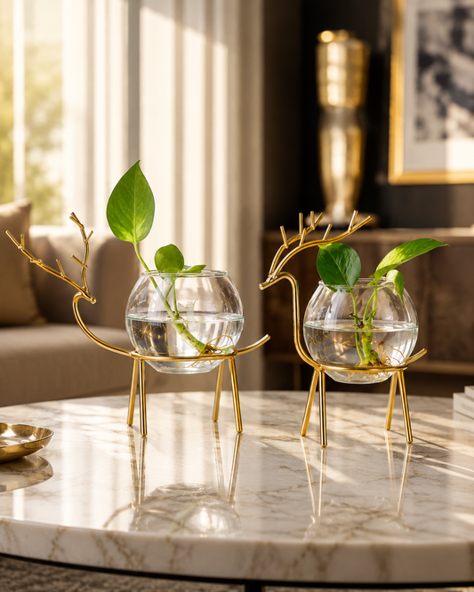 Deer Crystal Vase (Set of 2)
