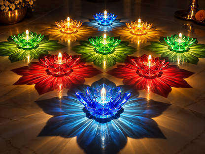 Lotus 3D Reflection Water Sensor Diya