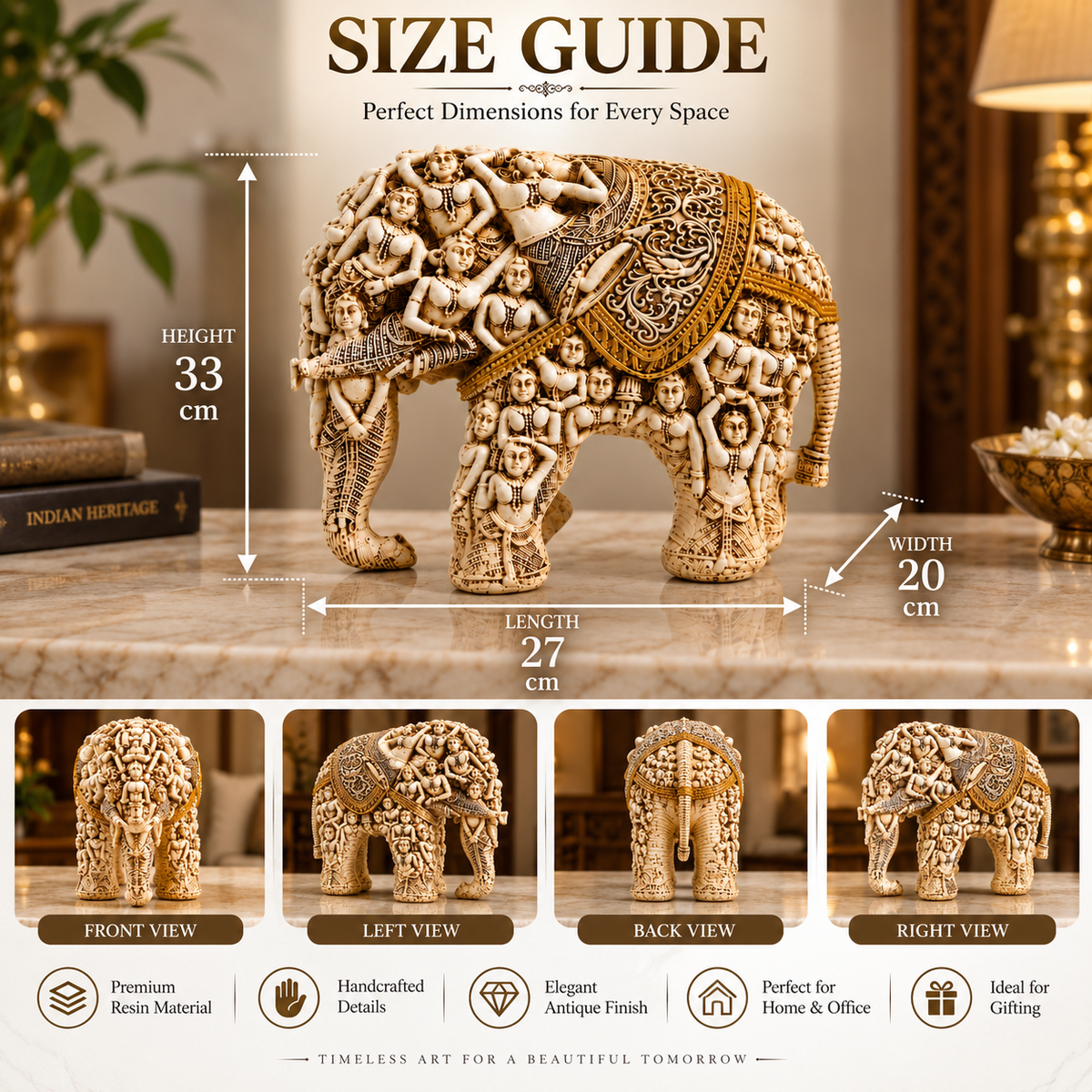 Handcrafted Polyresin Elephant Showpiece