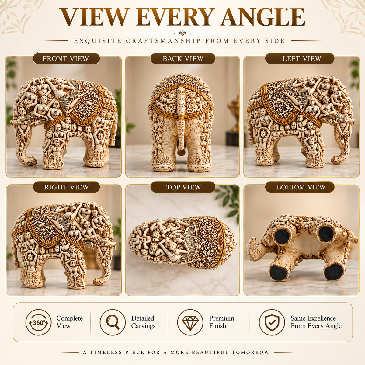 Handcrafted Polyresin Elephant Showpiece