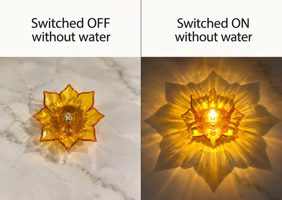 Lotus 3D Reflection Water Sensor Diya