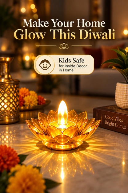 Lotus 3D Reflection Water Sensor Led Diya