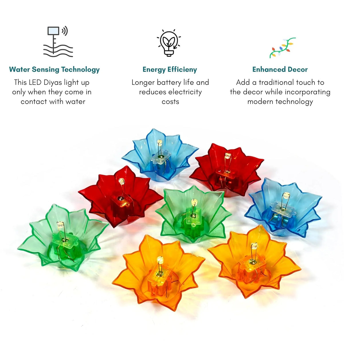 3D Reflection Water Sensor Rangoli Diya